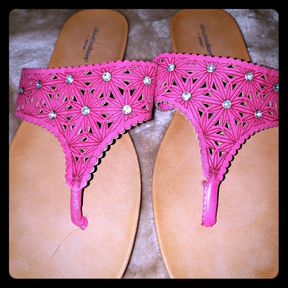 Gorgeous pink slip on with rhinestones